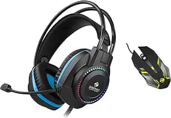 ZEBRONICS Jet Premium Gaming Headphone with Led Light for Earcups, 40Mm Neodymium & Zeb-Transformer-M Optical USB Gaming Mouse with Led Effect(Black) ...
