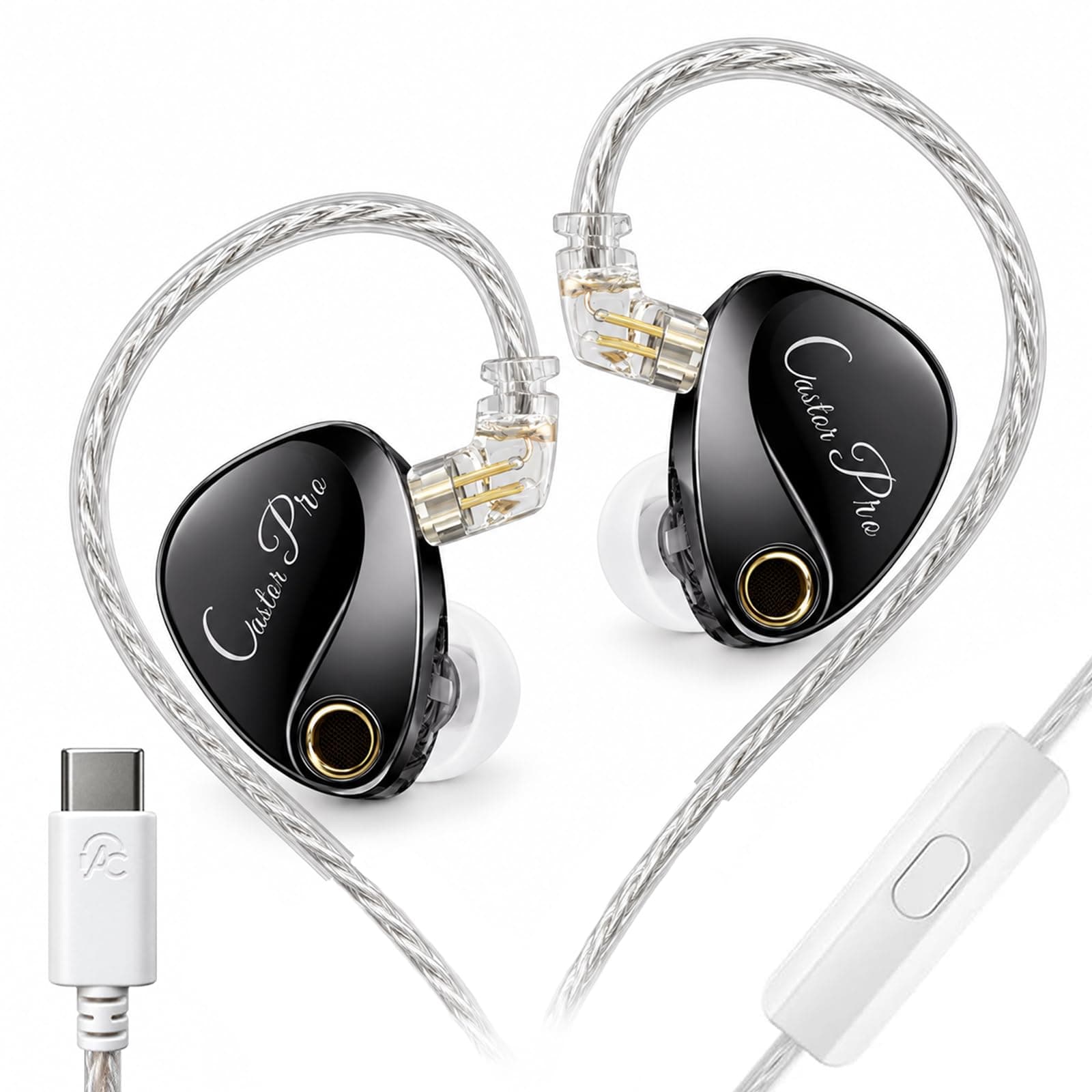 AUDIOCULAR x KZ Castor Pro Type C IEM in Ear Monitor HiFi Wired Earphone, KZ IEM, Improved Bass, Dual 10mm DD, 4-Level Tuning Switch, KT02H20P DAC & M...