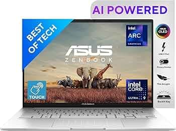 ASUS Zenbook 14 OLED, Intel Core Ultra 9 185H, 14.0-inch 3K OLED 120Hz, Thin & Light Laptop, Intel Arc(32GB/1TB SSD/Win11/Office 2021/Touch Screen/Bac...