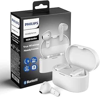 PHILIPS True Wireless Earbuds, TWS Bluetooth 5.3 Headphones, 13mm Drivers, AI Mic for Clear Calls, IPX4 Waterproof, 15 Hours Playtime, Compatible w/iP...