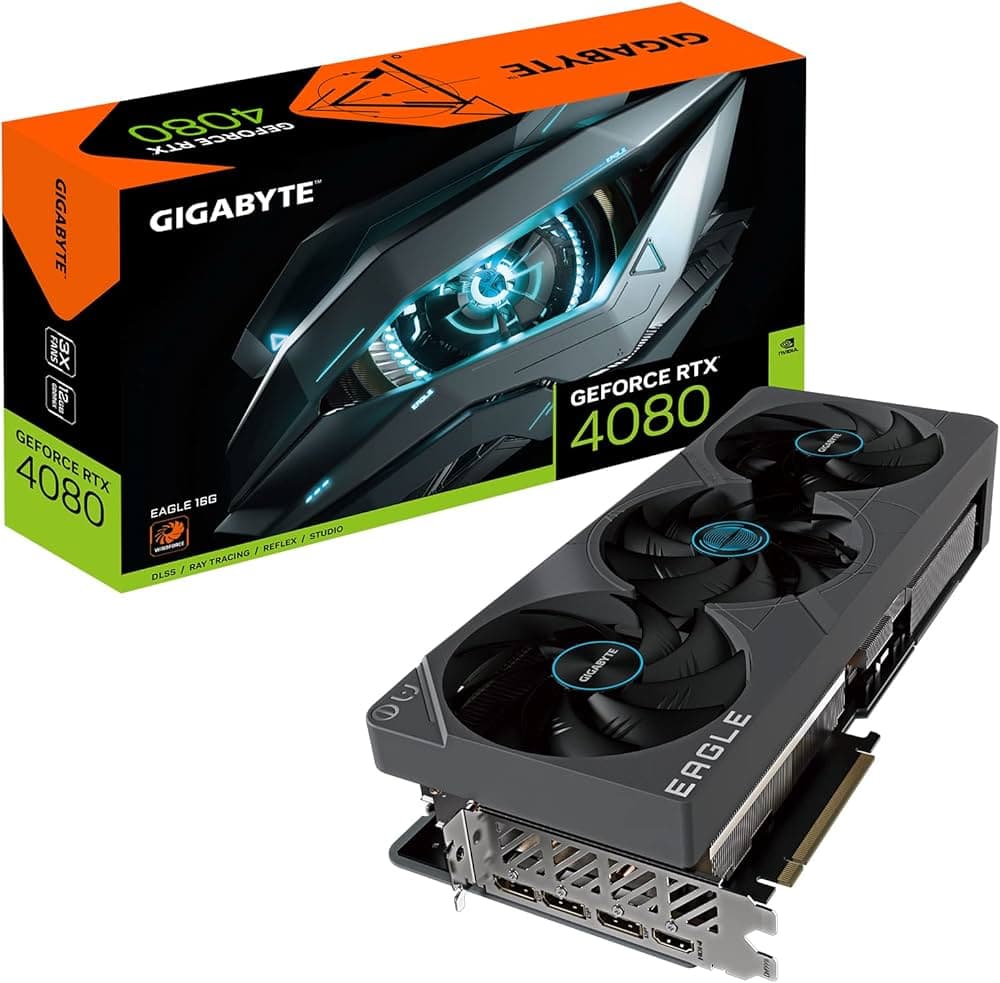 GIGABYTE GeForce RTX 4080 Eagle 16G Graphics Card, 3X WINDFORCE Fans, 16GB 256-bit GDDR6X, GV-N4080EAGLE-16GD Video Card