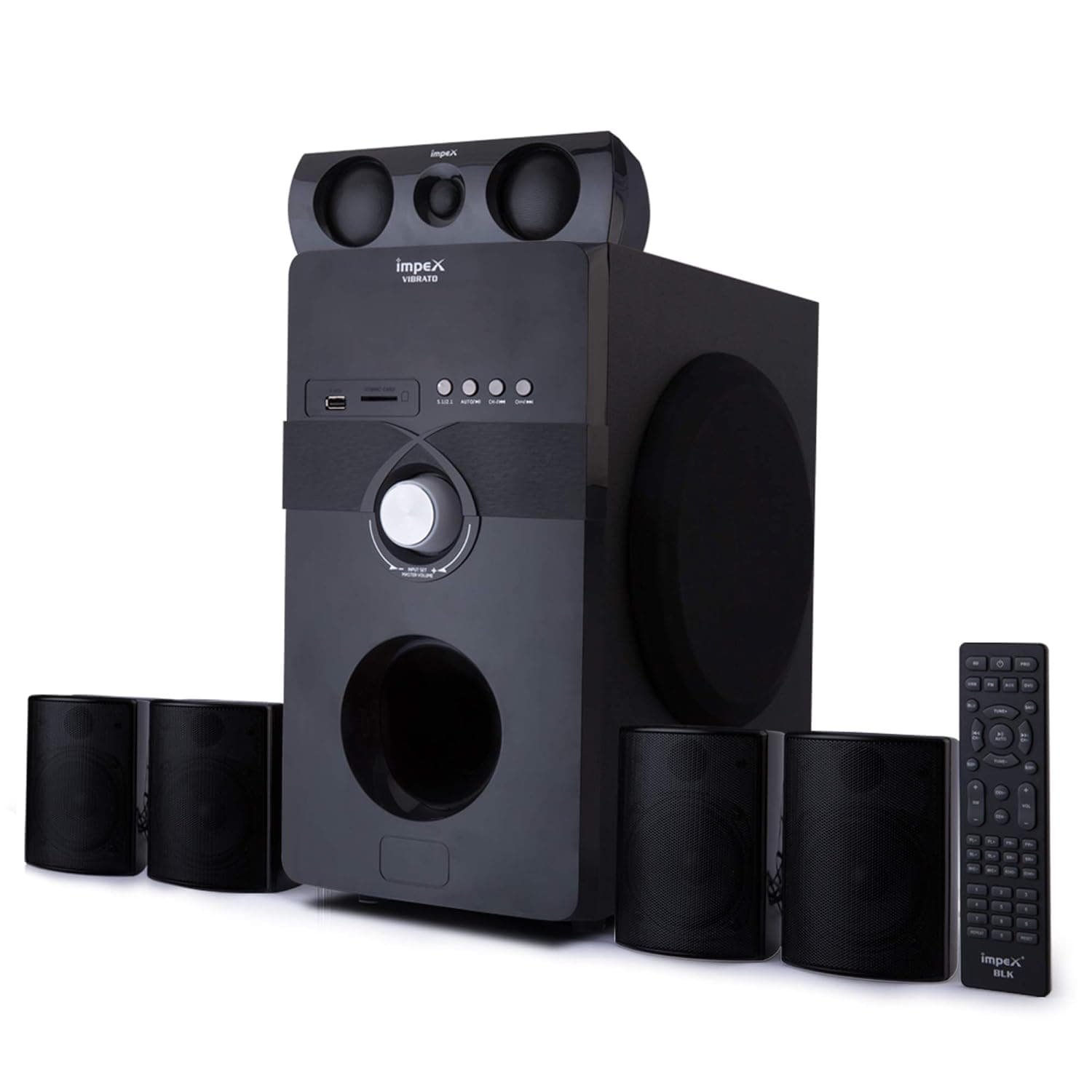 Impex VIBRATO 170 Watts 5.1 Channel Multimedia Speaker System with USB/SD/MMC Card/Bluetooth/FM Radio & Remote Function (Black) Multimedia Speaker Sys