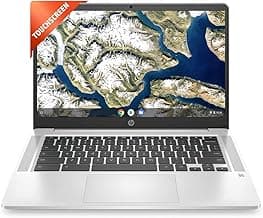 HP Chromebook 14 Intel Celeron N4020-4GB SDRAM/64GB eMMC + 256GB Expandable Storage 14inch(35.6 cm) Thin & Light Touchscreen Laptop (Chrome OS/B&O/Goo