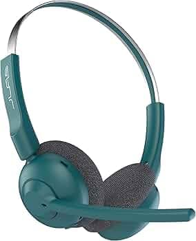 JLab Go Work Pop On-Ear Wireless Headset, Teal, 50+ Hours Playtime, Bluetooth Multipoint, Rotating Boom Mic, Noise Canceling MEMS Microphone, Light-We...