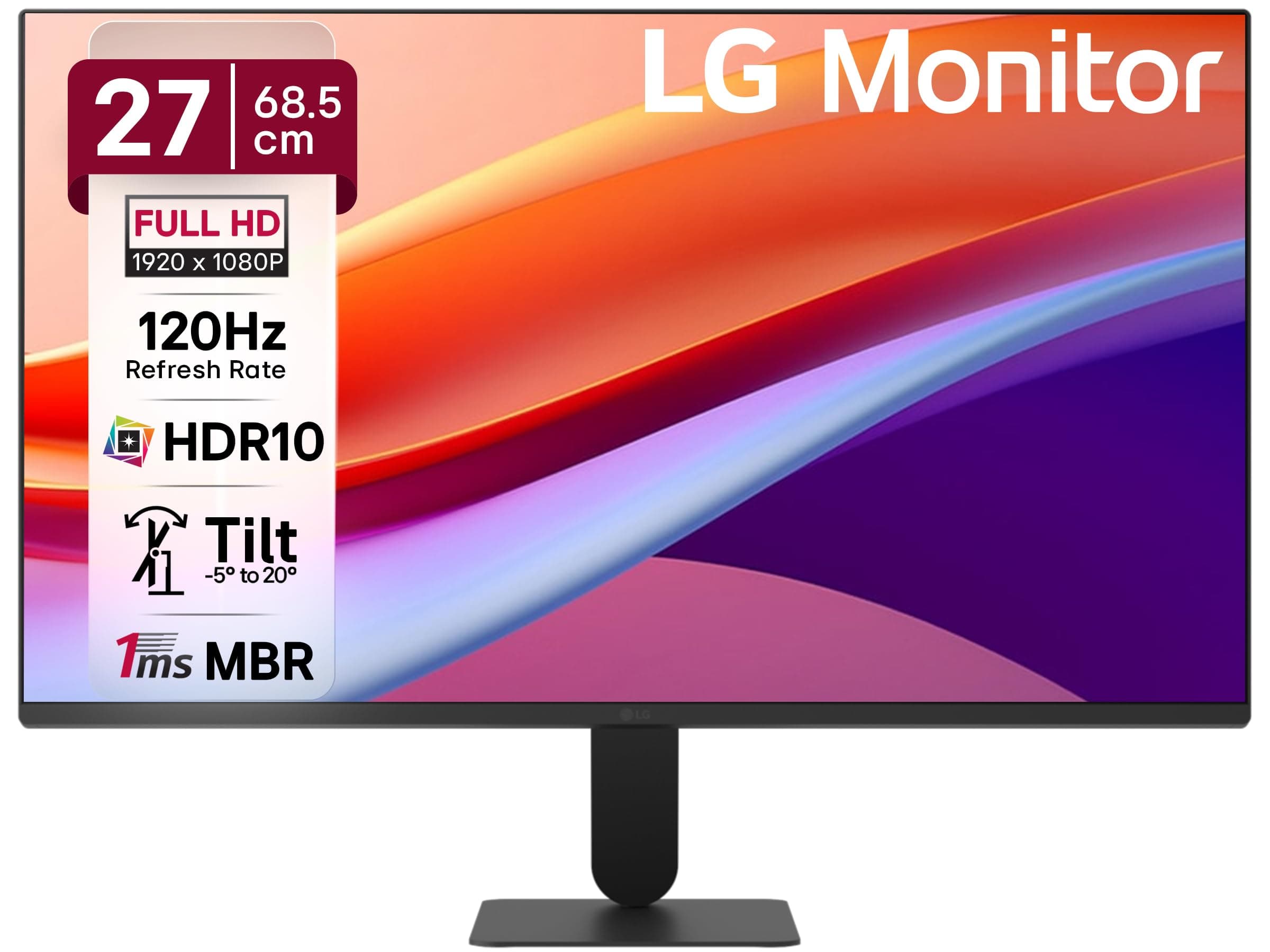 LG 27U411A-BD 68.5 cm (27 Inch) FHD (1920x1080) IPS Monitor, 1ms(MBR), 120Hz, Anti-Glare, sRGB 99%(Typ.), HDR10, 3-Side Virtually Borderless, Reader M...