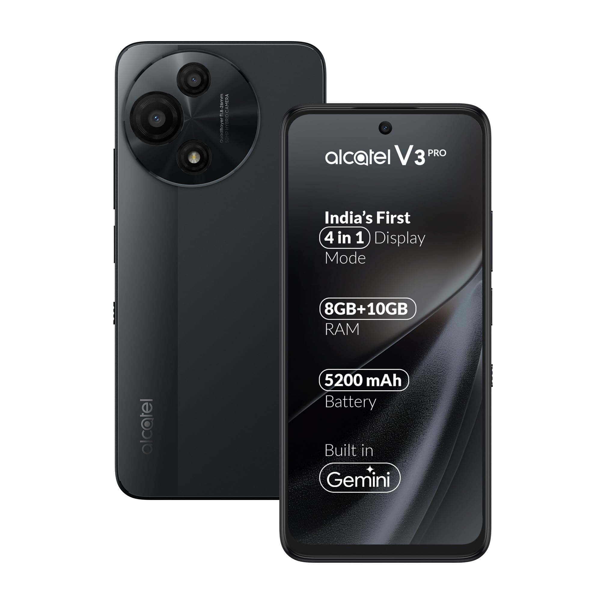 Alcatel V3 Pro 5G (Metallic Grey, 8GB+256GB) | Indias 1st Patented NXTPAPER Superior Display | 50MP AI Dual Camera | NFC, 2TB Expandable Memory | Gemi...