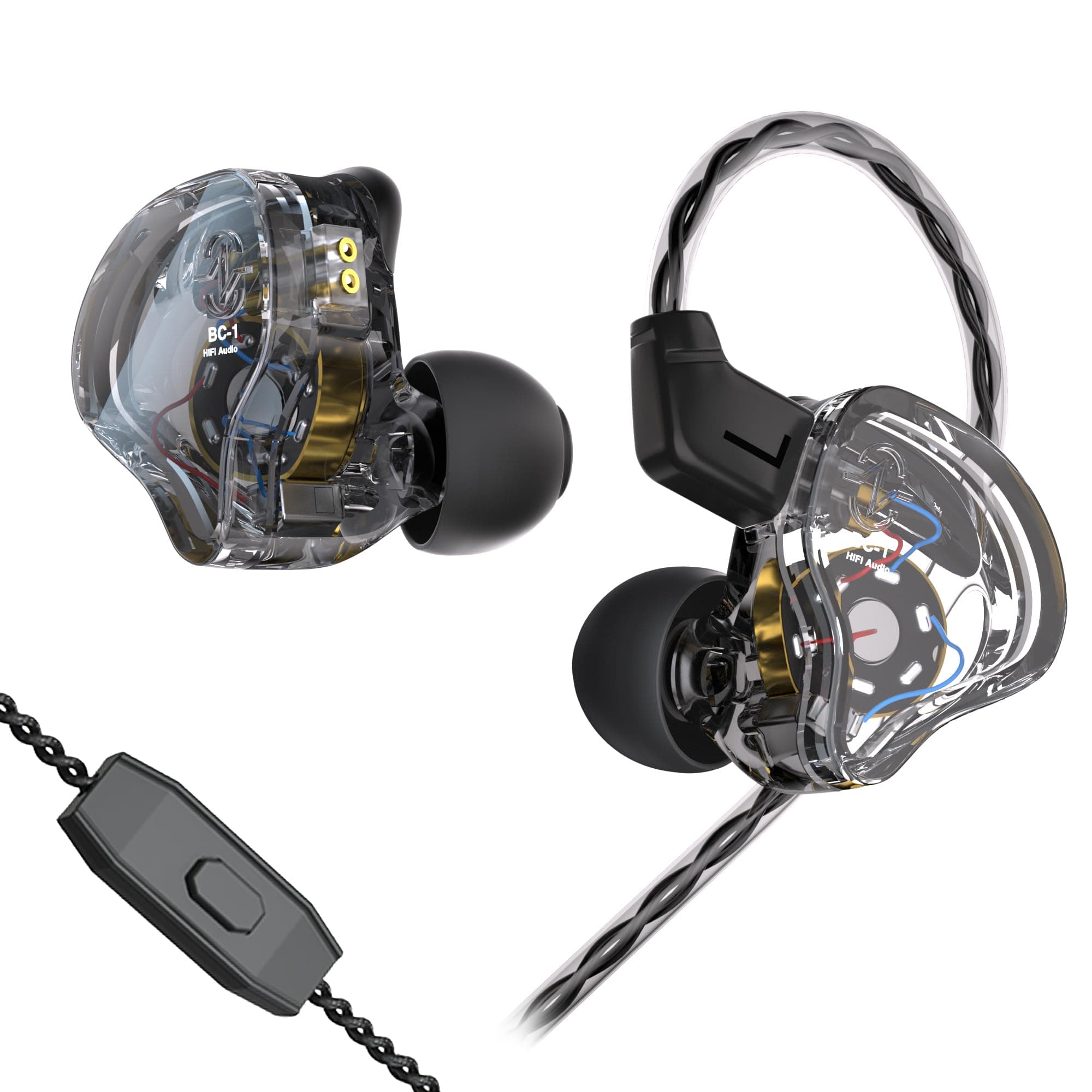 Yinyoo CCZ Melody Monitor Earbuds Wired in-Ear Earphones with Microphone IEM HiFi Bass with 1DD 1BA Hybrid, Detachable Cable for Smartphones/PC/Tablet/Gaming/Video/Music/Calling