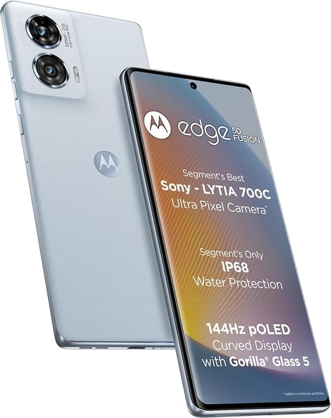 Motorola Edge 50 Fusion 5G (Marshmallow Blue, 8GB RAM, 128GB Storage) |Snapdragon 7s Gen 2 & Upto 16 GB RAM | 50MP+13MP |32MP Front Camera | Full HD+ pOLED Endless Edge Display |68 W TurboPower Charge