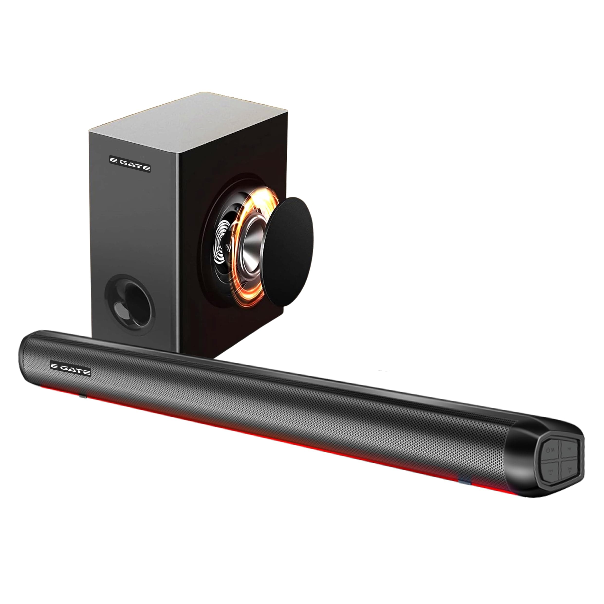 E GATE Enigma 306 2.1 Home Theatre 210W Sound Bar for TV with Wired Subwoofer for Deep Bass, 3EQ Modes, BT 5.3, USB, Optical, AUX & TWS Connectivity, ...
