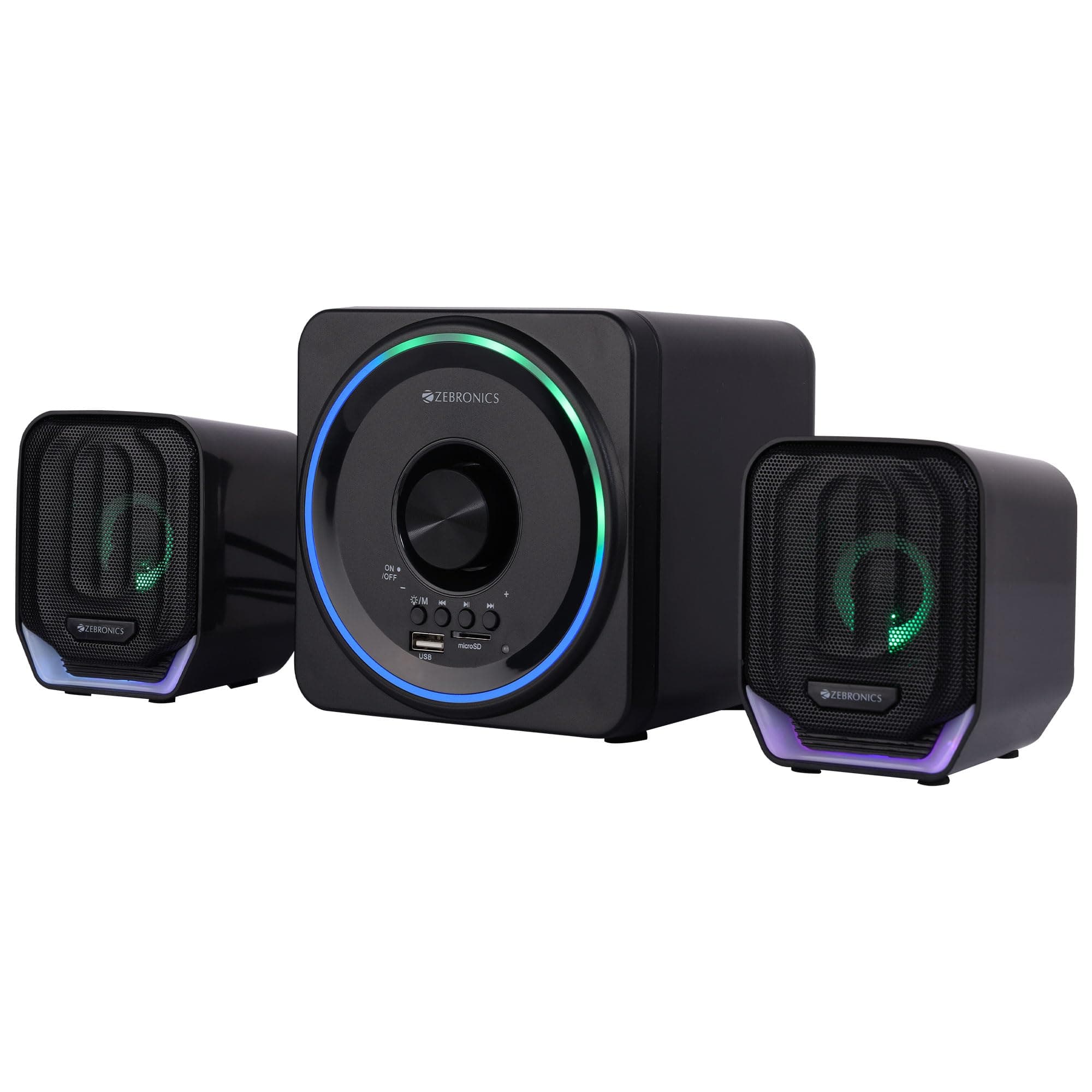 Zebronics Newly Launched Pluto 2-2.1 Channel Desktop Speaker with 15 watts Output, Bluetooth 5.0, USB, mSD, FM, 3.5mm Jack Line Input, Inbuilt Volume ...