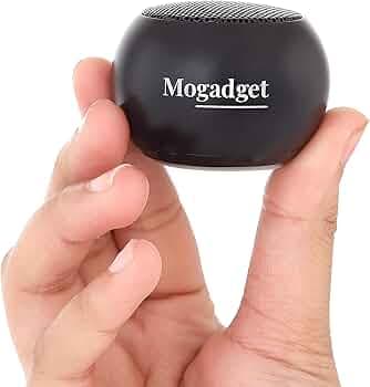 MOGADGET Metal Small Portable Bluetooth Speaker Ultra Mini Bluetooth Speaker with mic Compatible with Smartphones (Black)