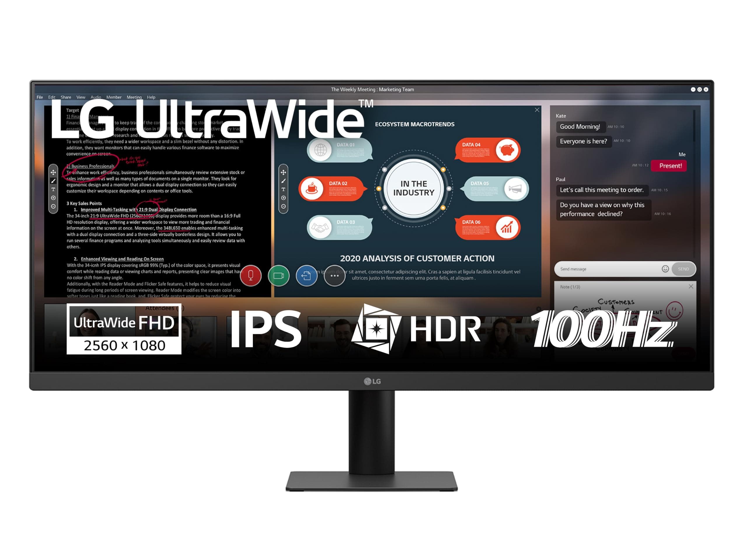 LG UltraWide Monitor 29U511A - 29 inch UWFHD 1080p IPS, Black | 100Hz, 1ms MBR, HDR10, 99% sRGB, Reader Mode & Flicker Safe