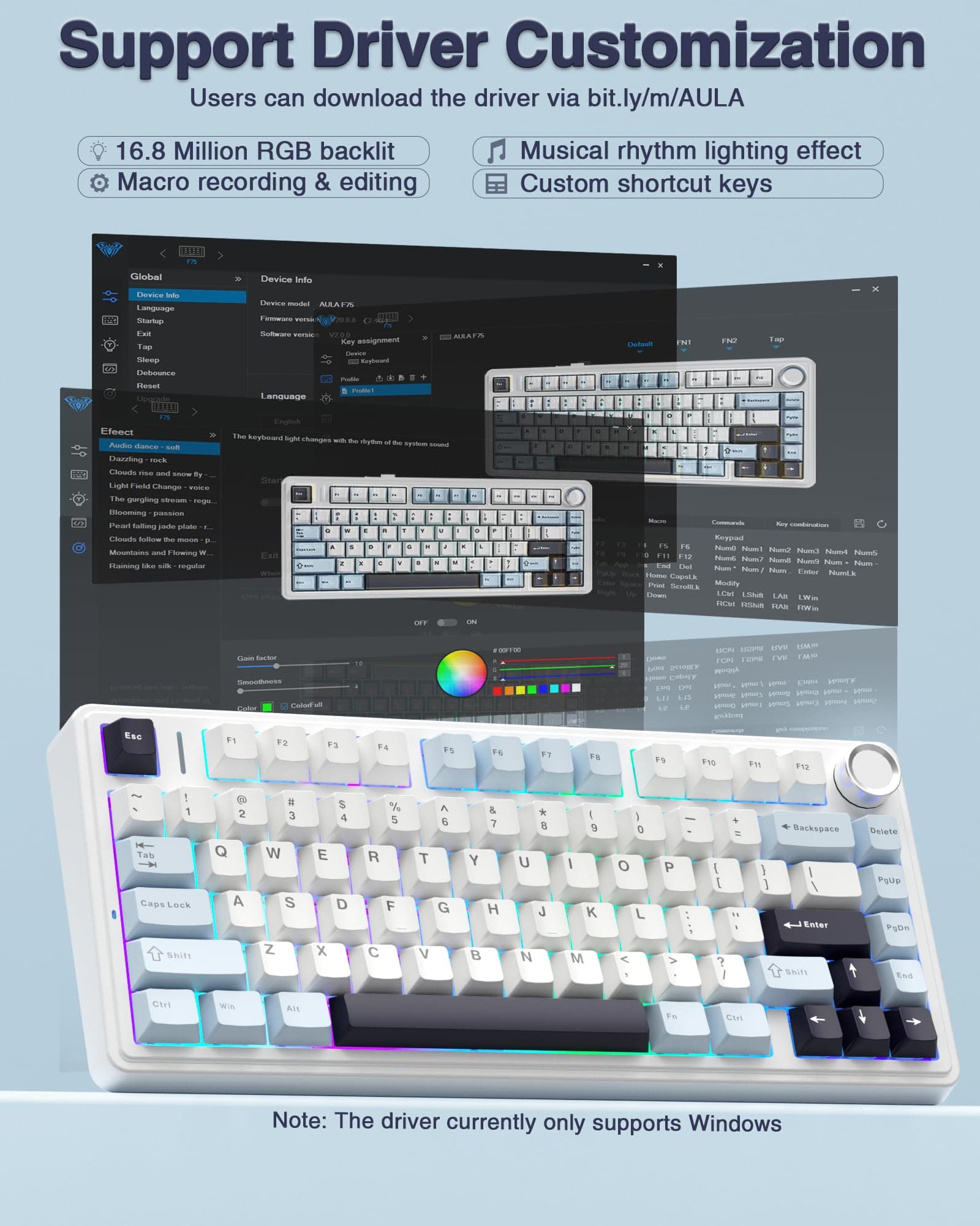 AULA F75 Mechanical Keyboard,75% Layout Hot-swappable Custom… | Price ...