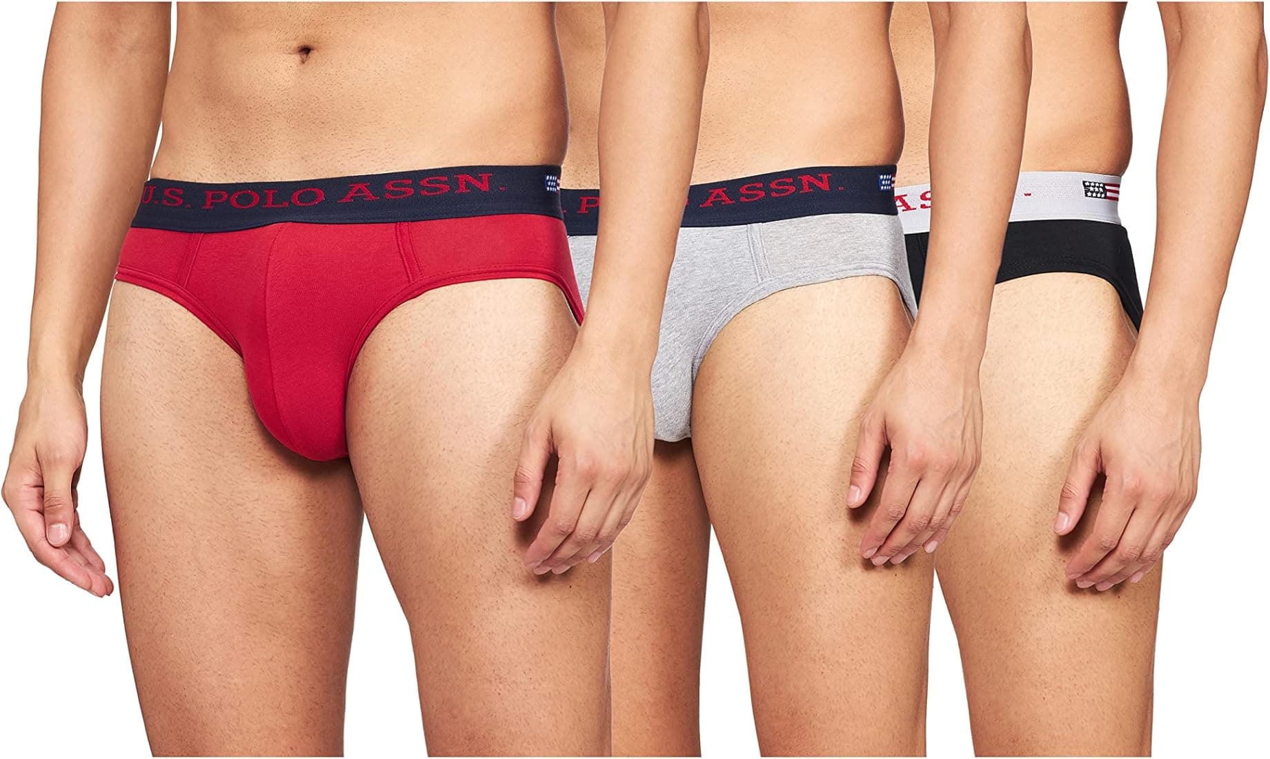 U.S. POLO ASSN. Elasticized Waist Cotton Spandex I005 Briefs (Pack of 3)