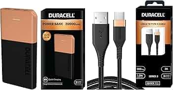 Duracell Powerbank 20000mh with Series 3 - A to C Cable