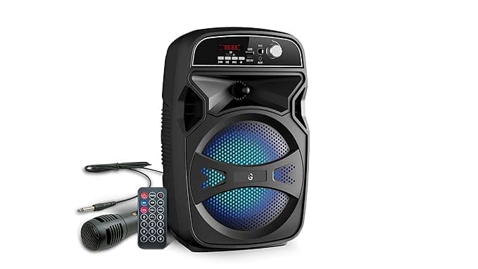 iGear Maximo 20 watts Bluetooth Speaker with Corded Mike,Remote, Mic/TF/FM/LED/AUX/USB/Remote/Party Speakers/Karoke (Black) Speakers