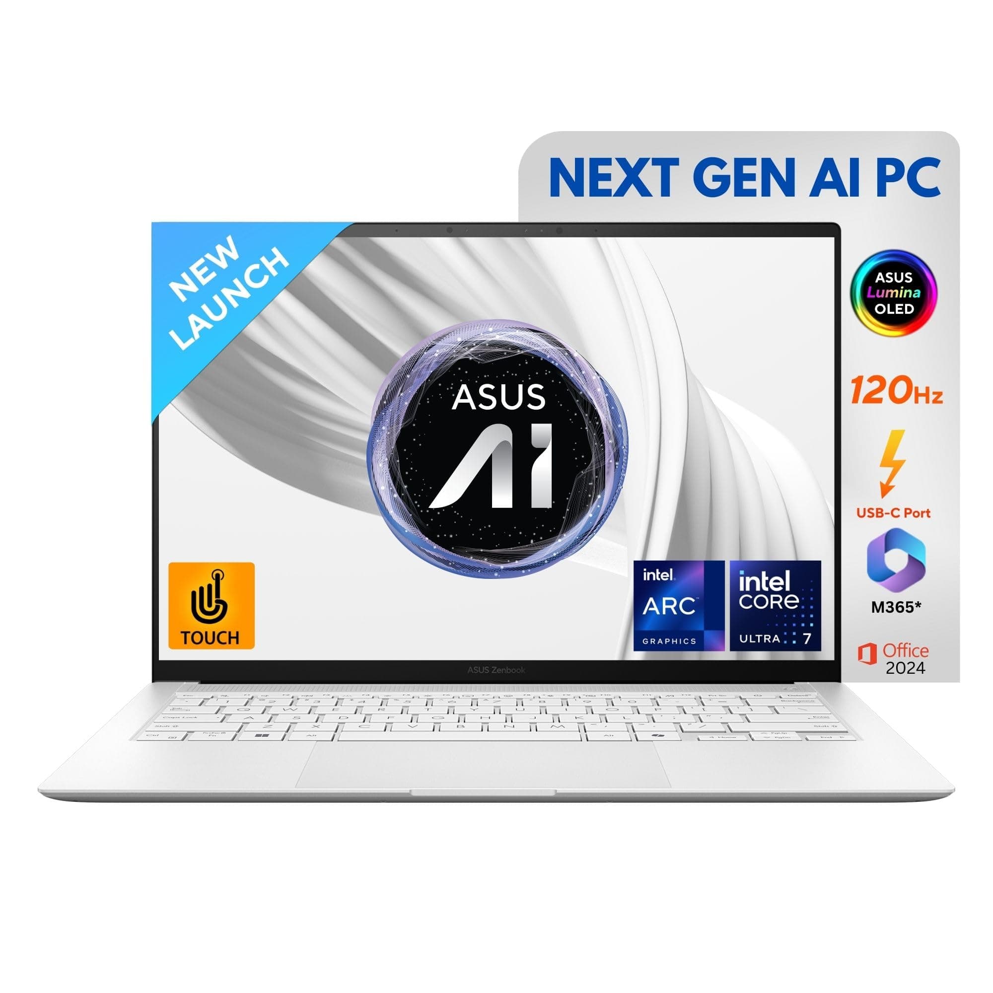 ASUS Zenbook S 14,14.0" 3K OLED,Touch Screen,Core Ultra 7 Processor (Series 2),(32GB RAM/1 TB SSD/Intel Arc iGPU/MS Office 365 Basic(1Year)*/Windows 1...