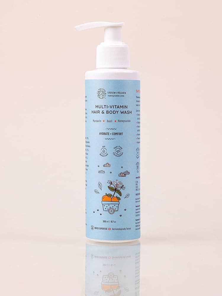 Little Rituals Baby Multi-Vitamin Body & Hair Wash - Tear Free + pH 5.5. Formulated with the best plant botanical - HONEYSUCKLE, BASIL, MANDARIN. Natu...