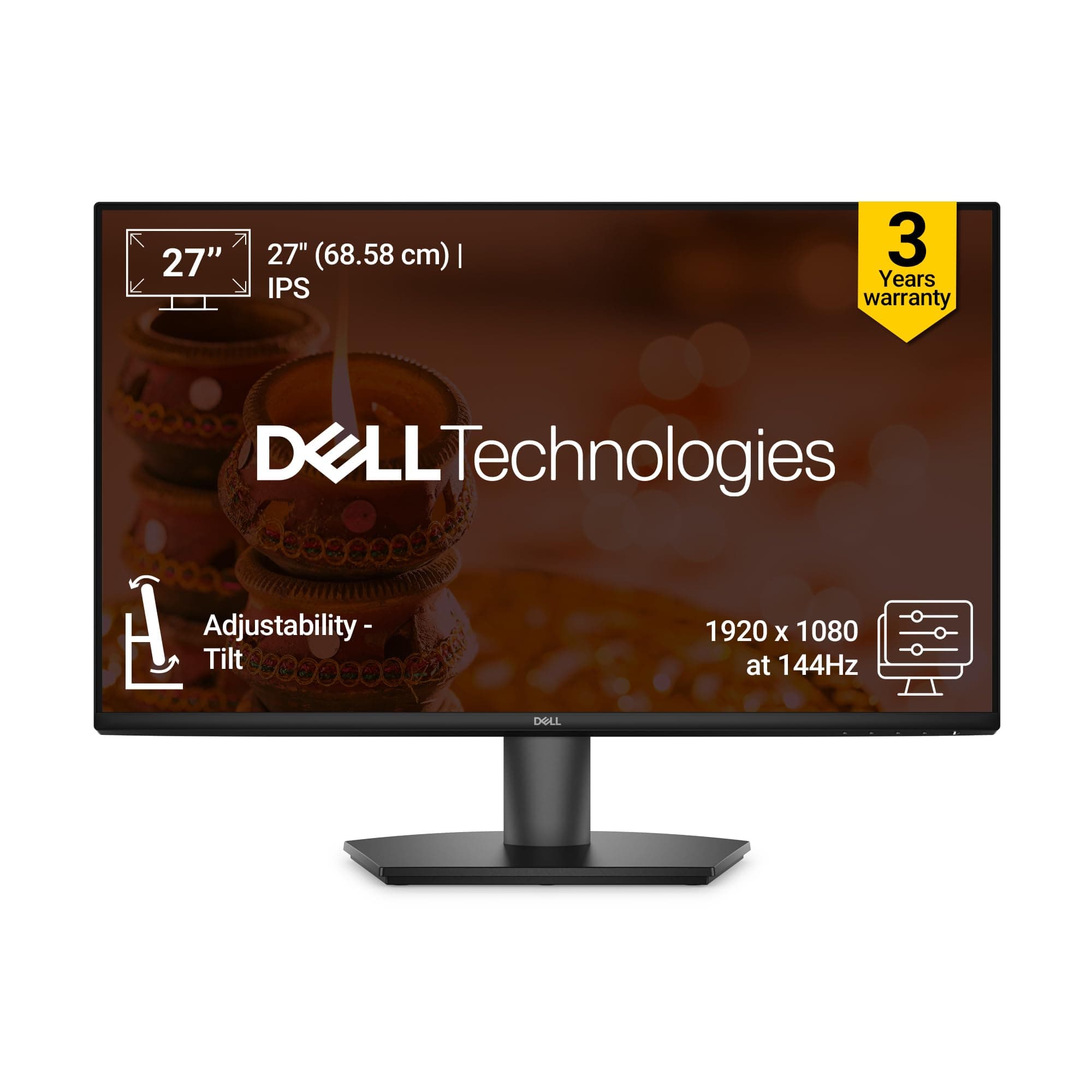 Dell SE2726H 27-Inch Full HD IPS Panel Monitor (Black) Ultra-Thin Bezels, Flicker-Free Display, Comfortview Plus, HDMI & VGA Connectivity  Stylish Des...