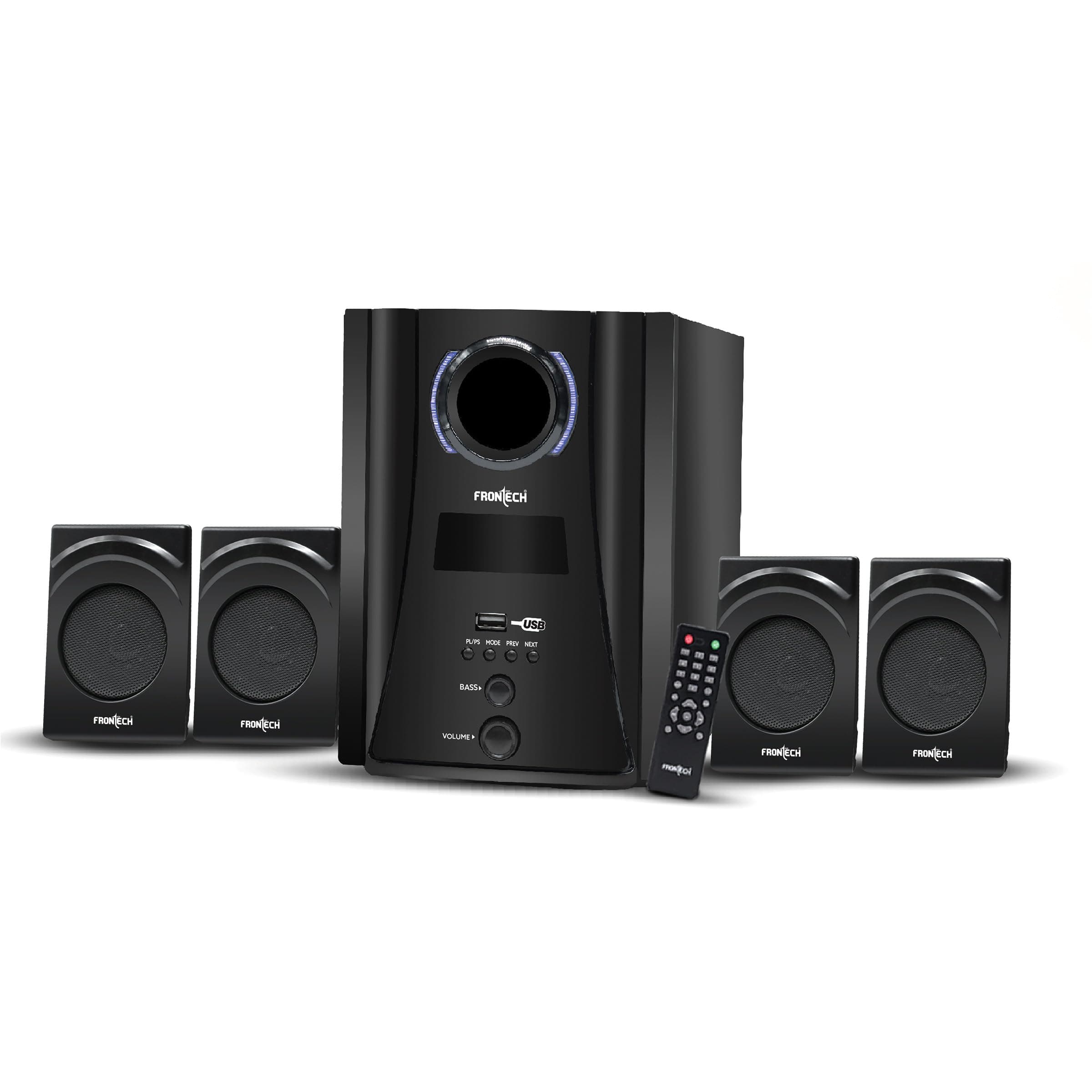 FRONTECH 4.1 Channel Speaker System | Bluetooth 5.0-60W Output, USB|BT|FM Support|LED Display, (3919 - Black)