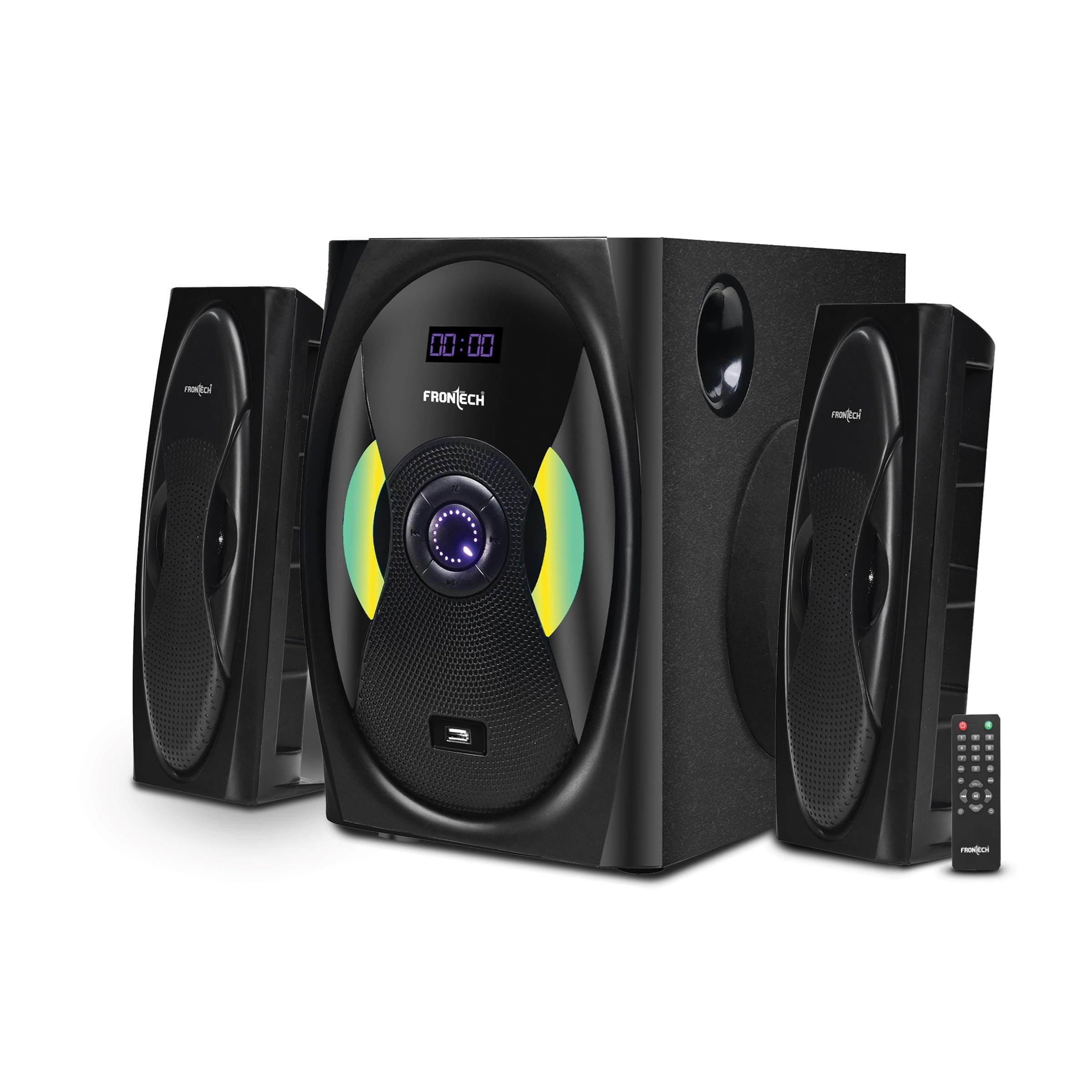 FRONTECH SW-0142 2.1 Channel Bluetooth Speaker System - 70W, USB/BT/FM, LED Display, 1 Year Warranty | Black