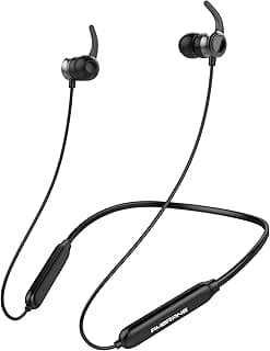 Ambrane Bassband Bluetooth Wireless in Ear Earphones with Mic, High Bass Stereo Sound, 8 Hours Playtime, Water Splash Proof, inbuilt Mic (ANB-33, Blac