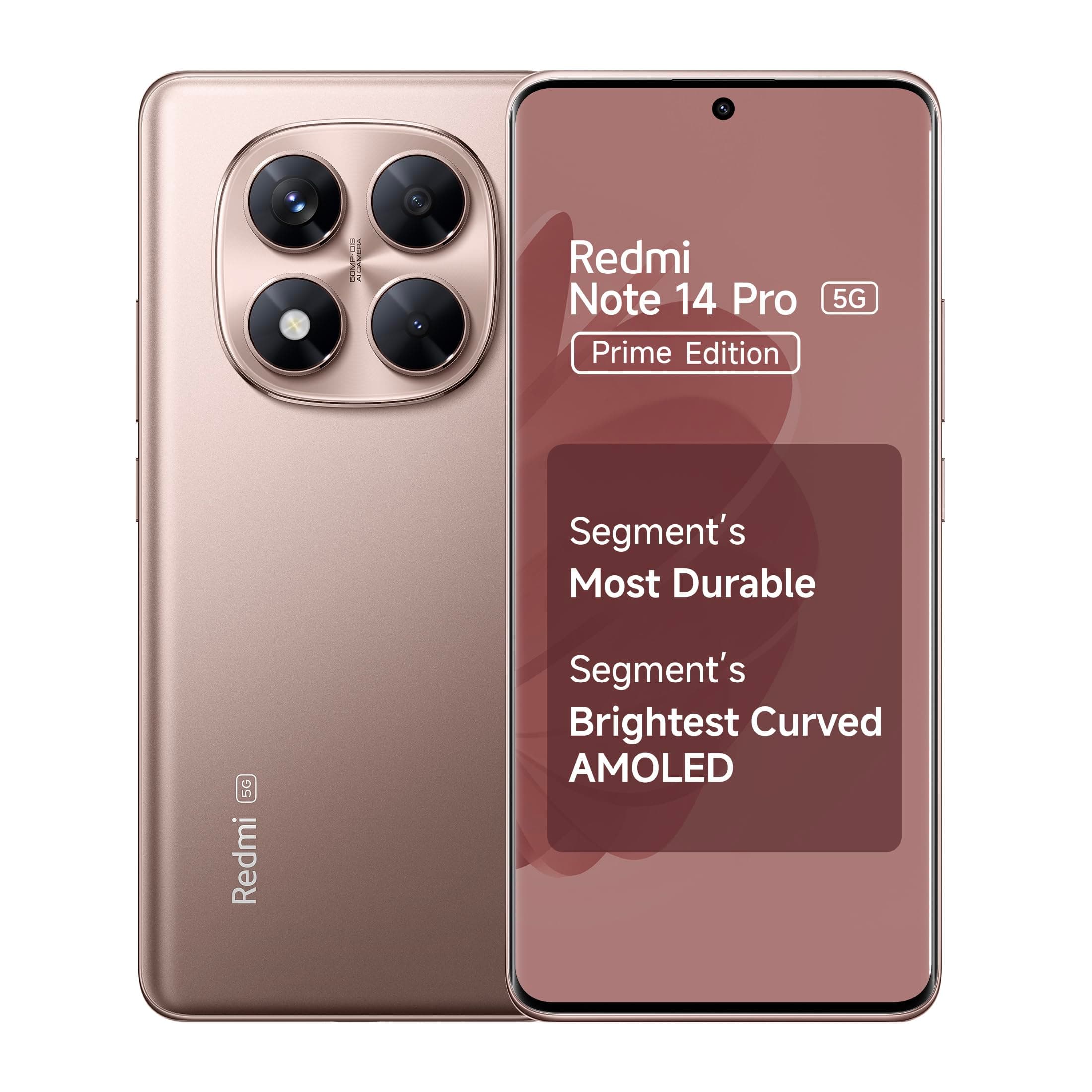 Redmi Note 14 Pro 5G Champagne Gold 8GB RAM 256GB Storage|50 MP Sony Camera Setup|Corning Gorilla Glass Victus 2 | 1.5K 3D Curved AMOLED | Mediatek Di...