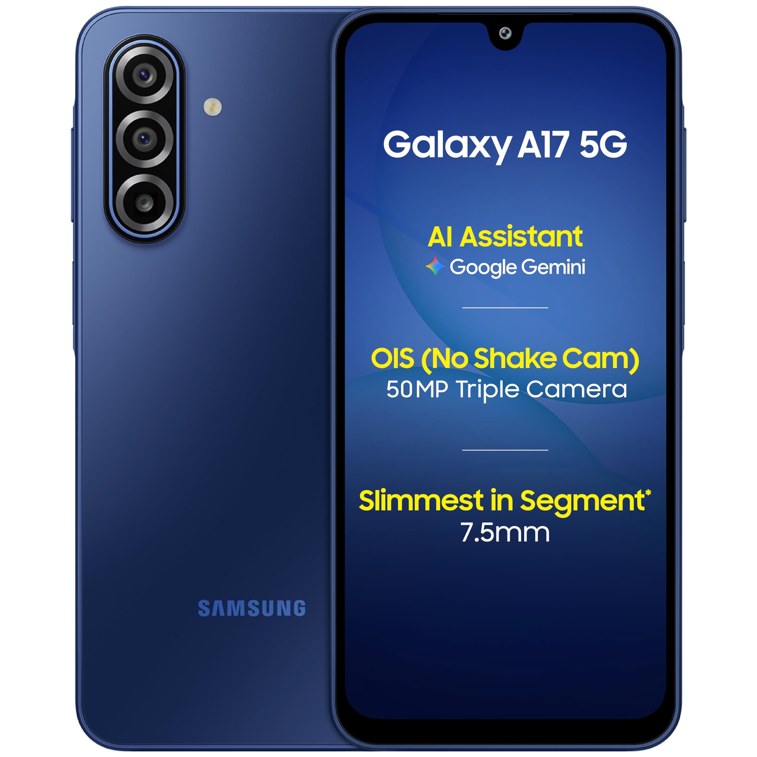 Samsung Galaxy A17 5G (Blue, 6GB RAM, 128GB Storage) | 50 MP No Shake Camera | Gemini Live | Circle to Search | Super AMOLED | Corning Gorilla Glass V...