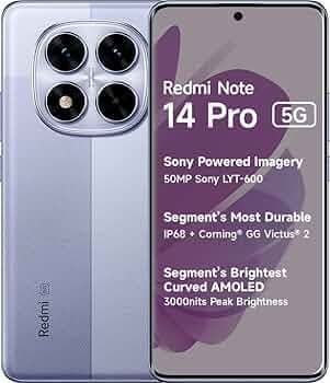 Redmi Note 14 Pro 5G AI Smartphone (Phantom Purple, 8GB RAM + 256GB Storage)