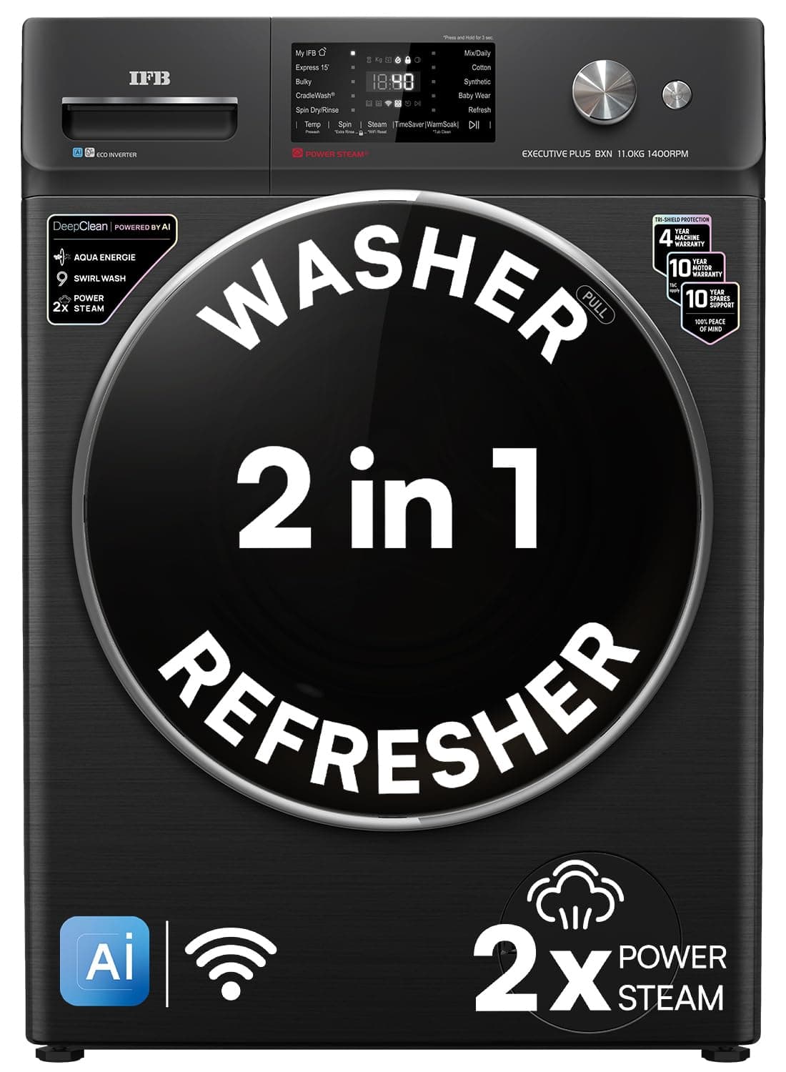 IFB 11 Kg 5 Star with DeepClean Technology, AI Powered, WiFi, Fully Automatic Front Load Washing Machine (EXECUTIVE PLUS BXN 1114KH, PowerSteam, 9 Swi...