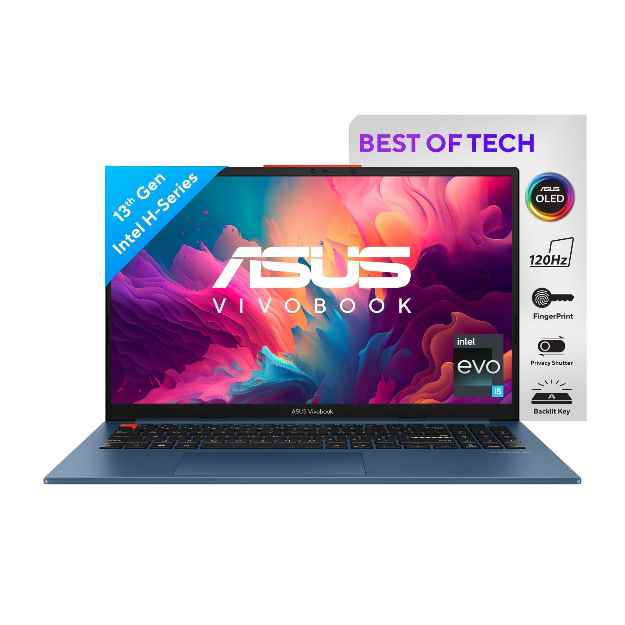 ASUS Vivobook S 15 OLED (2023), Intel Core i5-13500H 13th Gen, 15.6" (39.62 cm) 2.8K 120Hz OLED, Thin & Light Laptop (16GB/512GB SSD/Iris Xe/Win 11/Office 2021/75W Battery/Blue/1.7 kg) S5504VA-MA541WS