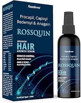 ROSSQUIN Hair Growth Serum | With Redensyl 3% Capixyl 3% Procapil 3% Anagain 3% Bicapil 1% for Hair Fall Control | Unisex | 60 ML