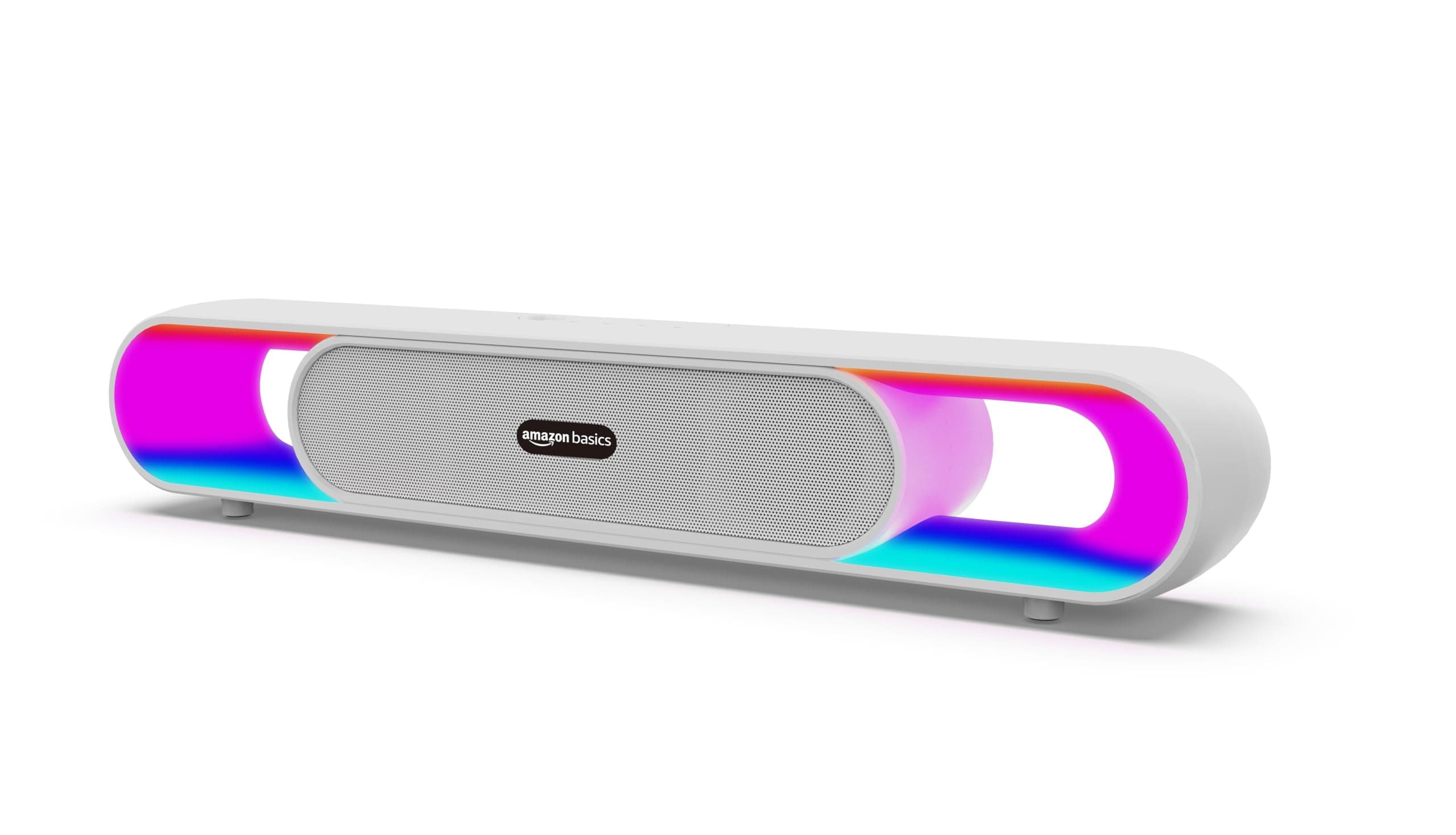 Amazon Basics SB18R 18W Bluetooth Soundbar with 2000 mAh Battery | 2X Bass | Up to 8 hrs of Playback | RGB LED Lights | Bluetooth 5.3, Aux & USB Conne...