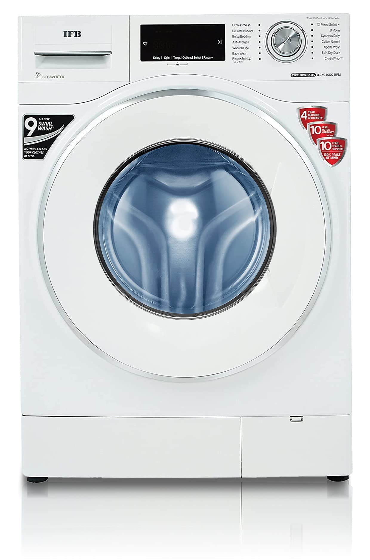 IFB 8.5 kg 5 Star Fully-Automatic Front Loading Washing Machine (EXECUTIVE PLUS VX ID, White, In-Built Heater, 4D Wash techno