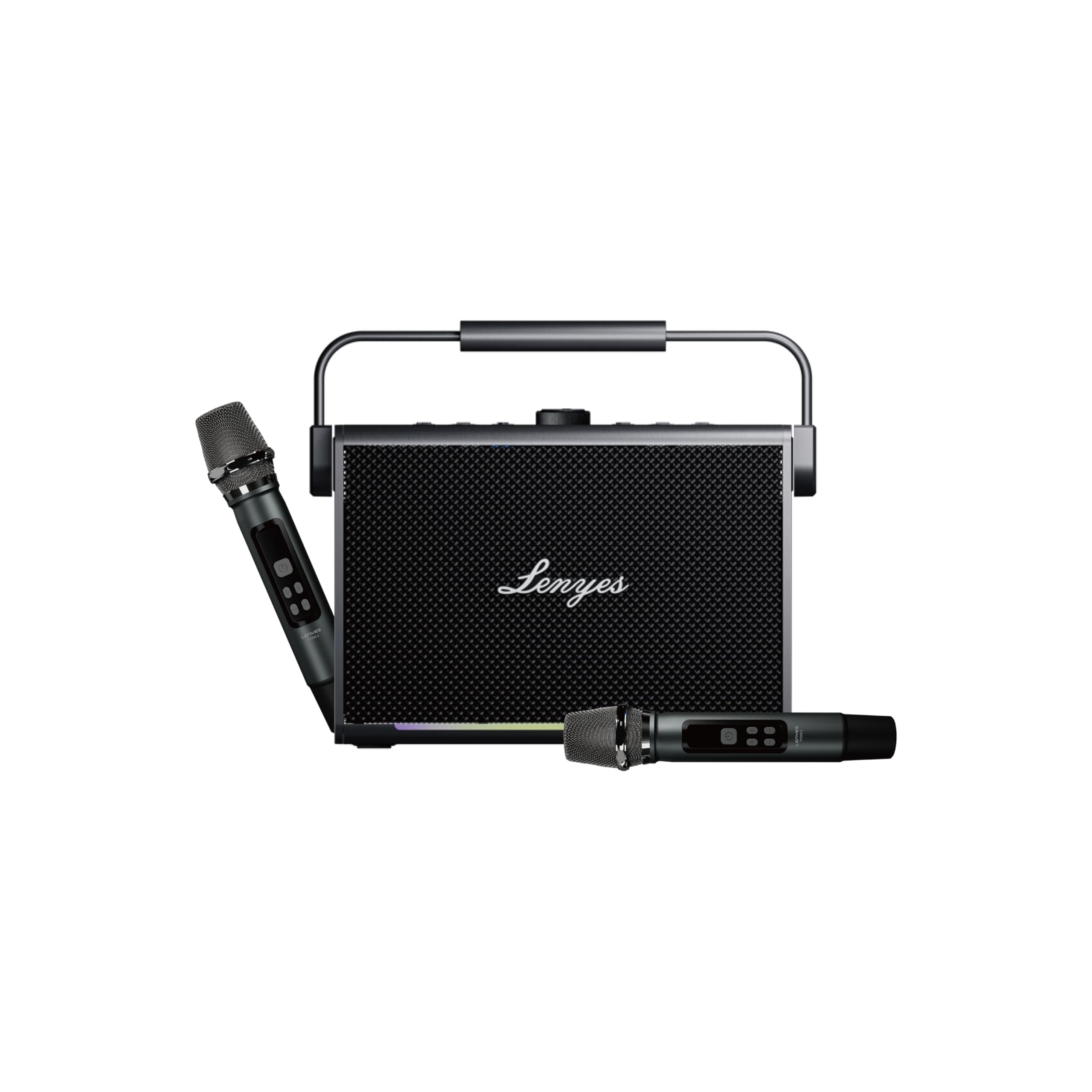 Lenyes Titan 2 Bluetooth Party Speaker | 200W Peak | 2 Wireless UHF Mics | RGB Lights | TWS Stereo | IPX6 Waterproof | 20000mAh Battery | AUX/USB/TF/O...