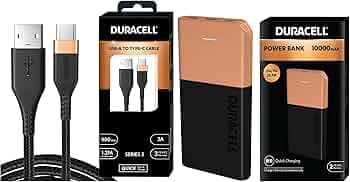 Duracell Powerbank 10000mh with Series 3 - A to C Cable