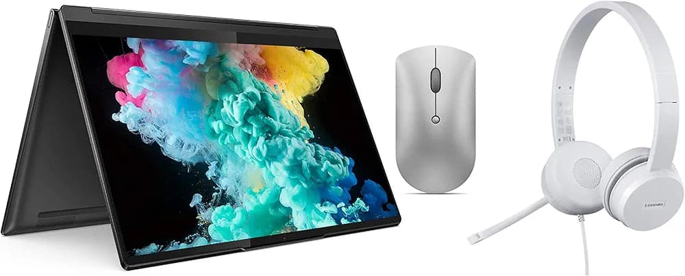 Lenovo Yoga 9i 11th Gen i7 14" 4K UHD IPS 2-in-1 Convertible Laptop (16GB/1TB SSD/Win10/MSO19/Fingerprint Read) 82BG005JIN 110 Stereo USB-A Headset 600 Bluetooth Silent Mouse 2400 DPI