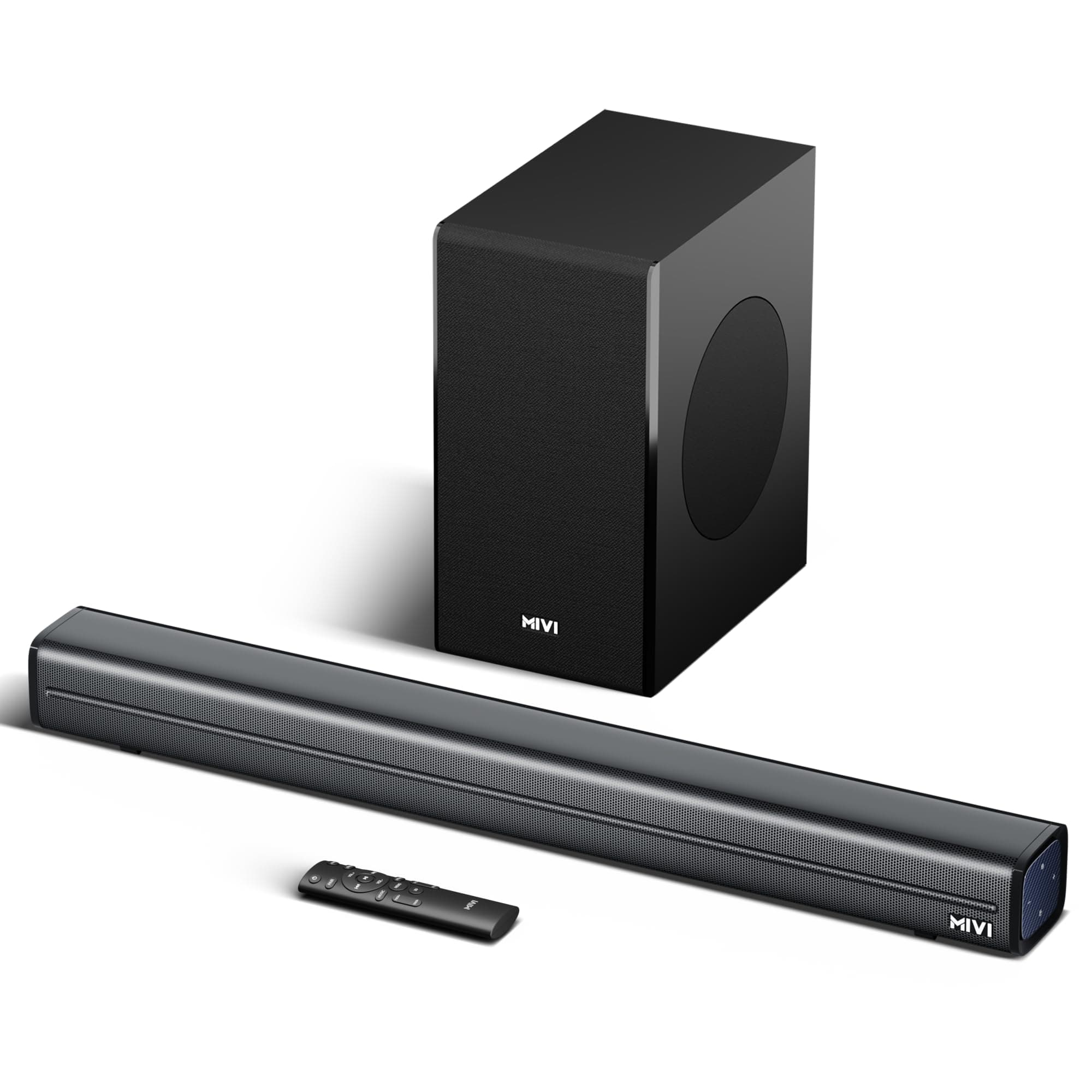 Mivi Fort Q200 Soundbar with 200W Surround Sound, 2.1 Channel soundbar with an External subwoofer, Multiple EQ and Input Modes, Remote Accessibility, ...