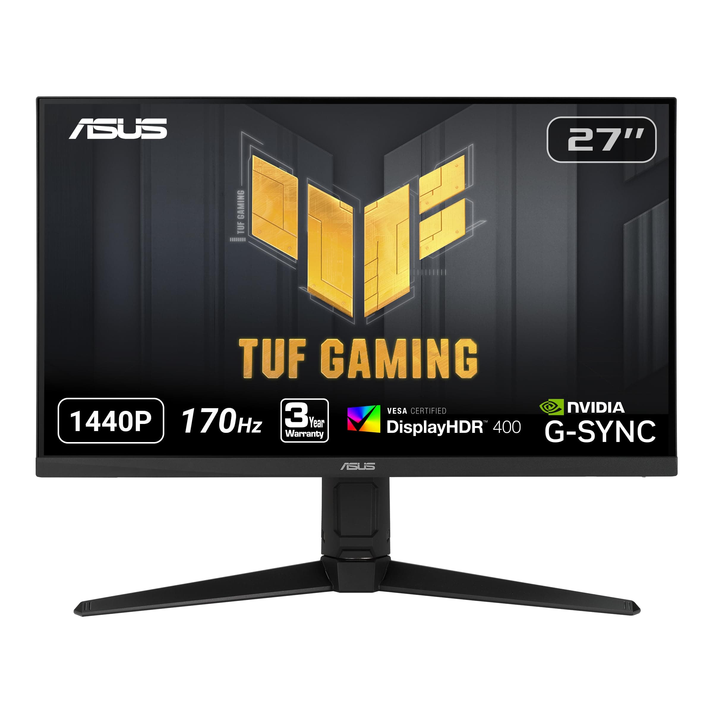 ASUS TUF VG27AQL1A 27 Inch WQHD Gaming Monitor with 170Hz Refresh Rate 1ms Response Time in-Built 2W Speakers and USB 3.0 Con