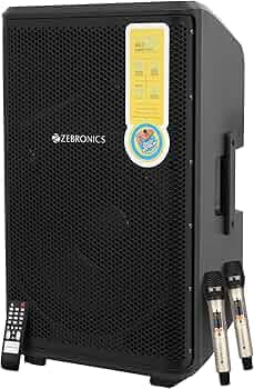 ZEBRONICS Epic Party DJ Speaker, 300 Watts, Supports Bluetooth, USB, mSD, AUX, Dual UHF Wireless MIC, Karaoke & Recording Function, Wired Mic & Guitar...