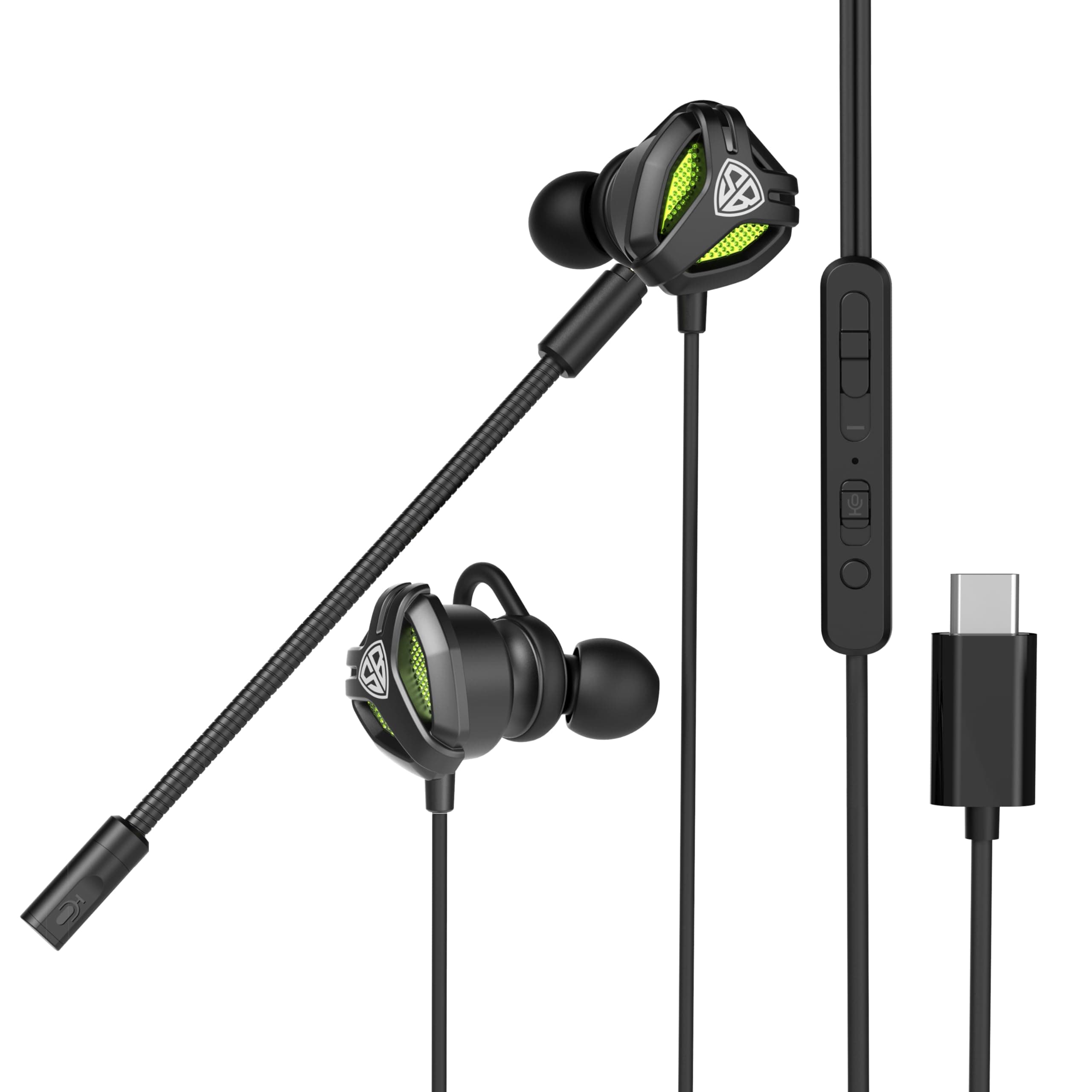 SpinBot BattleBudz C10 Wired in Ear Type C Gaming Earphones with Detachable Boom Mic|10mm Drivers| Dedicated Mic Mute Switch