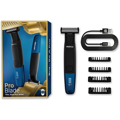MENHOOD ProBlade 3-in-1 Hybrid Beard Trimmer Shaver for Men Trim Style Shave Adaptive Flex Neck 120 Min Runtime USB-C LED Indicator Dual Protection Waterproof Multi-Comb