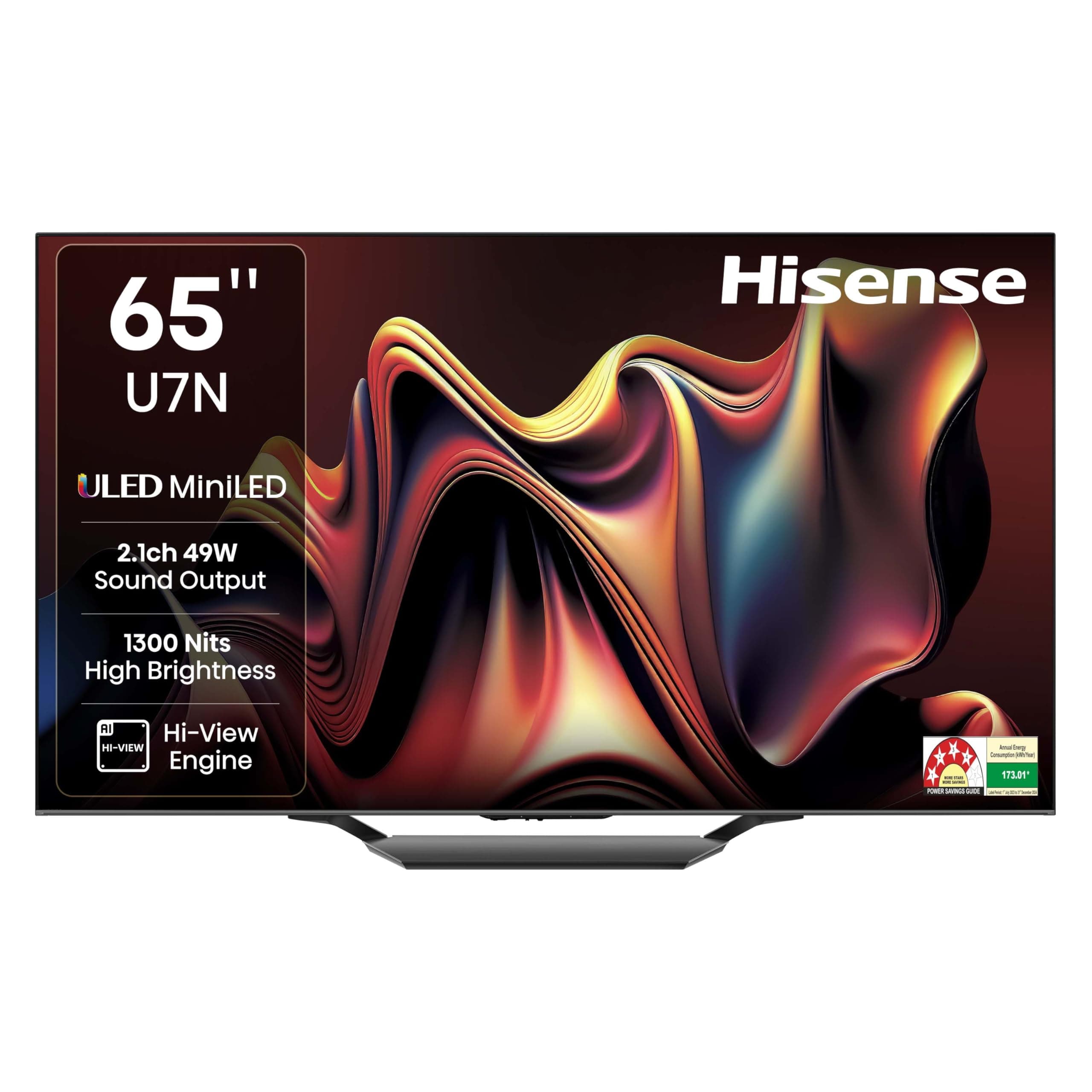 Hisense 164 cm (65 inches) U7N Series 4K Ultra HD Smart QLED Mini LED TV (Tarnish)