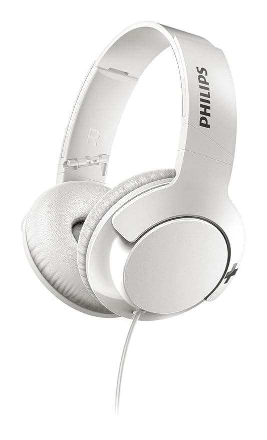 Philips SHL3175WT Bass+ Headphones with Mic (White) Over-Ear