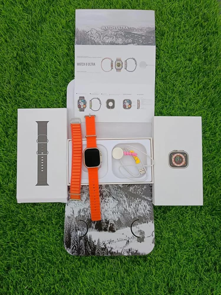 Kidzox Ultra 8 SmartWatch (49mm) Latest 8 Series AMOLED 520 * 580 Pixels with Sports & Health Tracker, GPS, NFC, Wireless Charging, Bluetooth Calling, (Black and Orange)