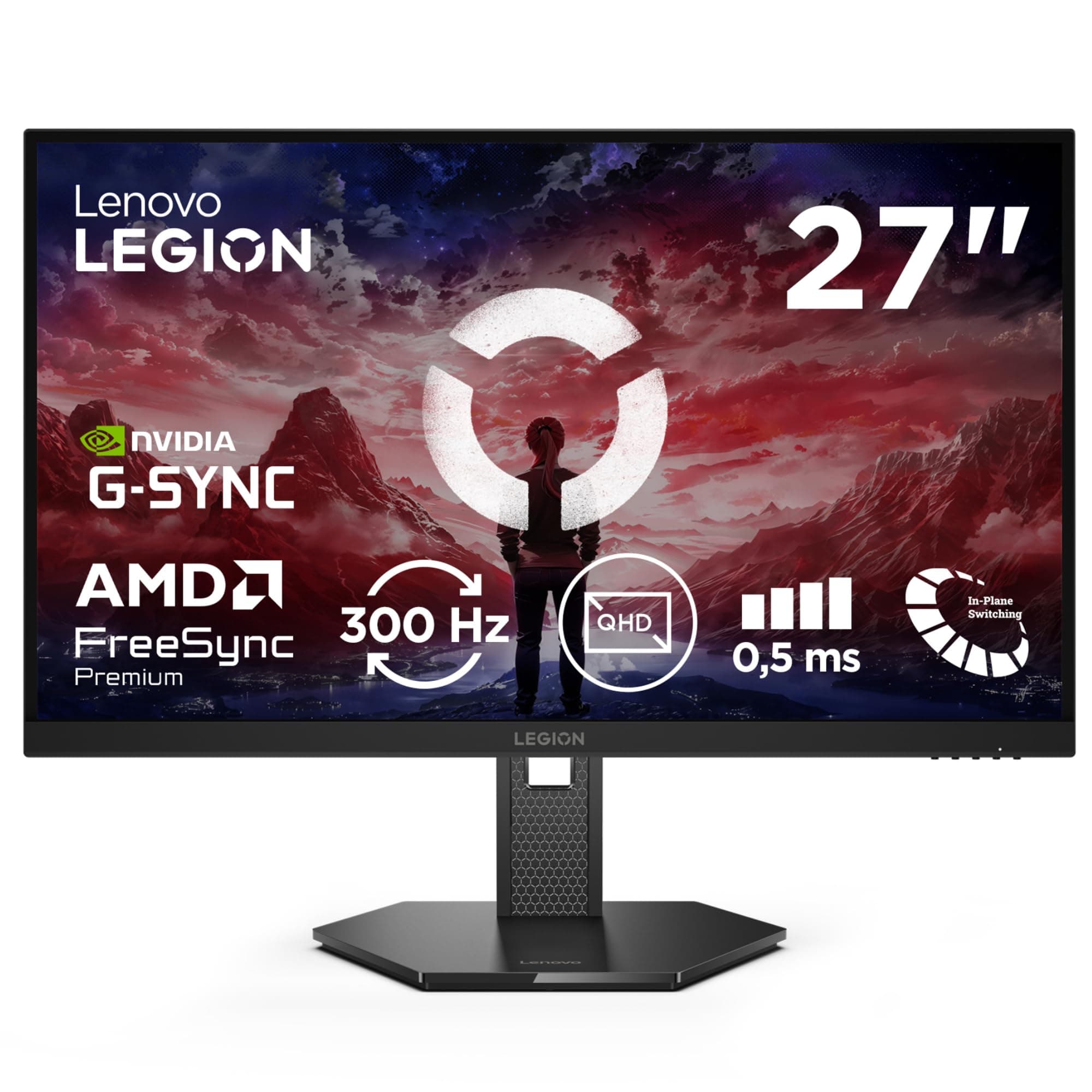 Lenovo Legion 27Q-11 27-Inch QHD (2560x1440) IPS Gaming Monitor, 300Hz Refresh Rate, 0.5ms, HDR10, NVIDIA G-Sync & AMD FreeSync Premium, 99% sRGB, 2xHDMI 2.1 TMDS, 1xDP 1.4, 67D3GAC1IN