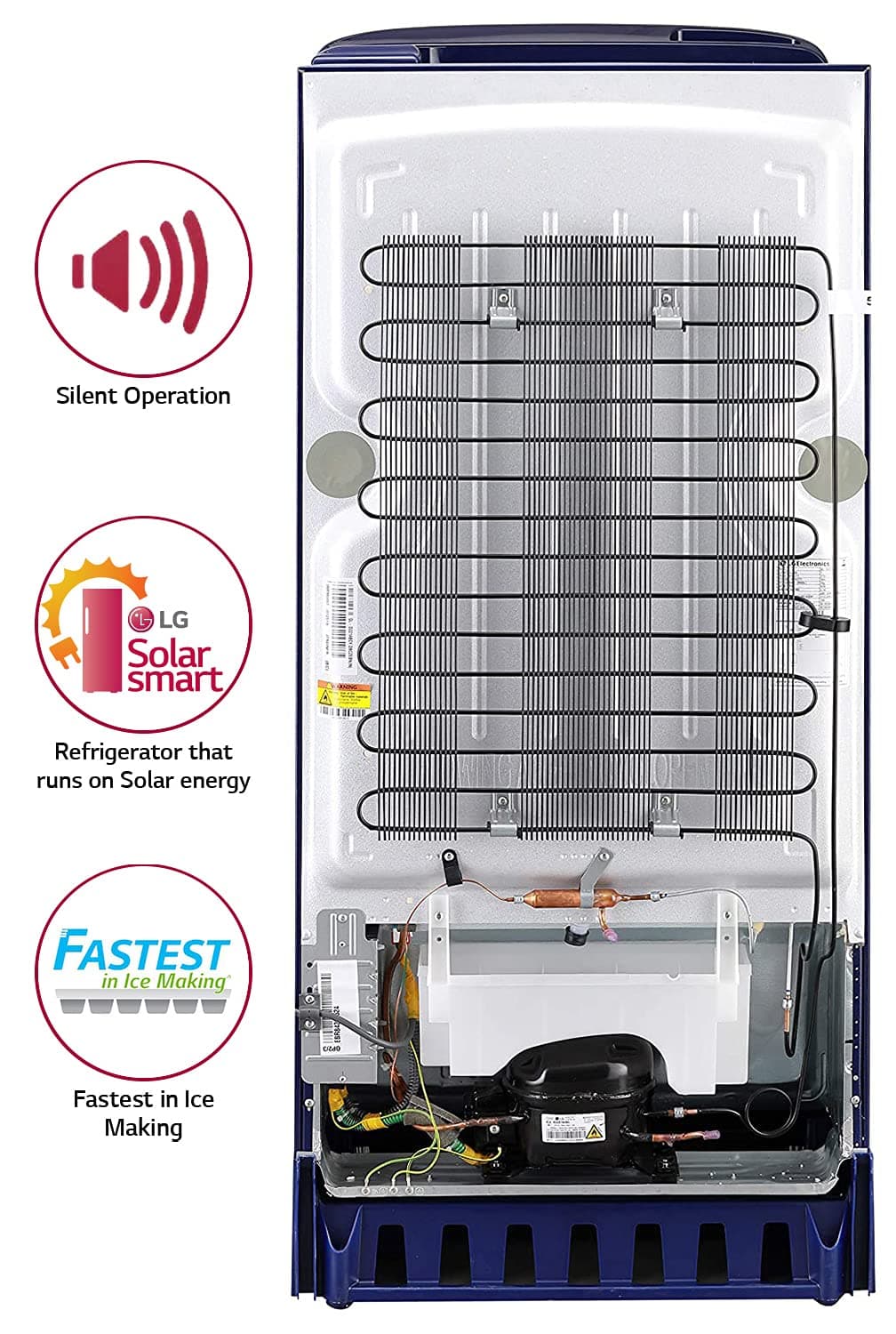 LG 190 L 5 Star Inverter Direct-Cool Single Door Refrigerator (GL-D201ABCZ, Blue Charm, Base stand with Drawer) Refrigerators