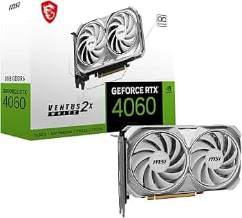 MSI GeForce RTX 4060 VENTUS 2X WHITE 8G OC - 8GB GDDR6 128-Bit HDMI, DP, TORX FAN 4.0, Ada Lovelace Architecture Graphics Card - PCIe x16, GDDR6