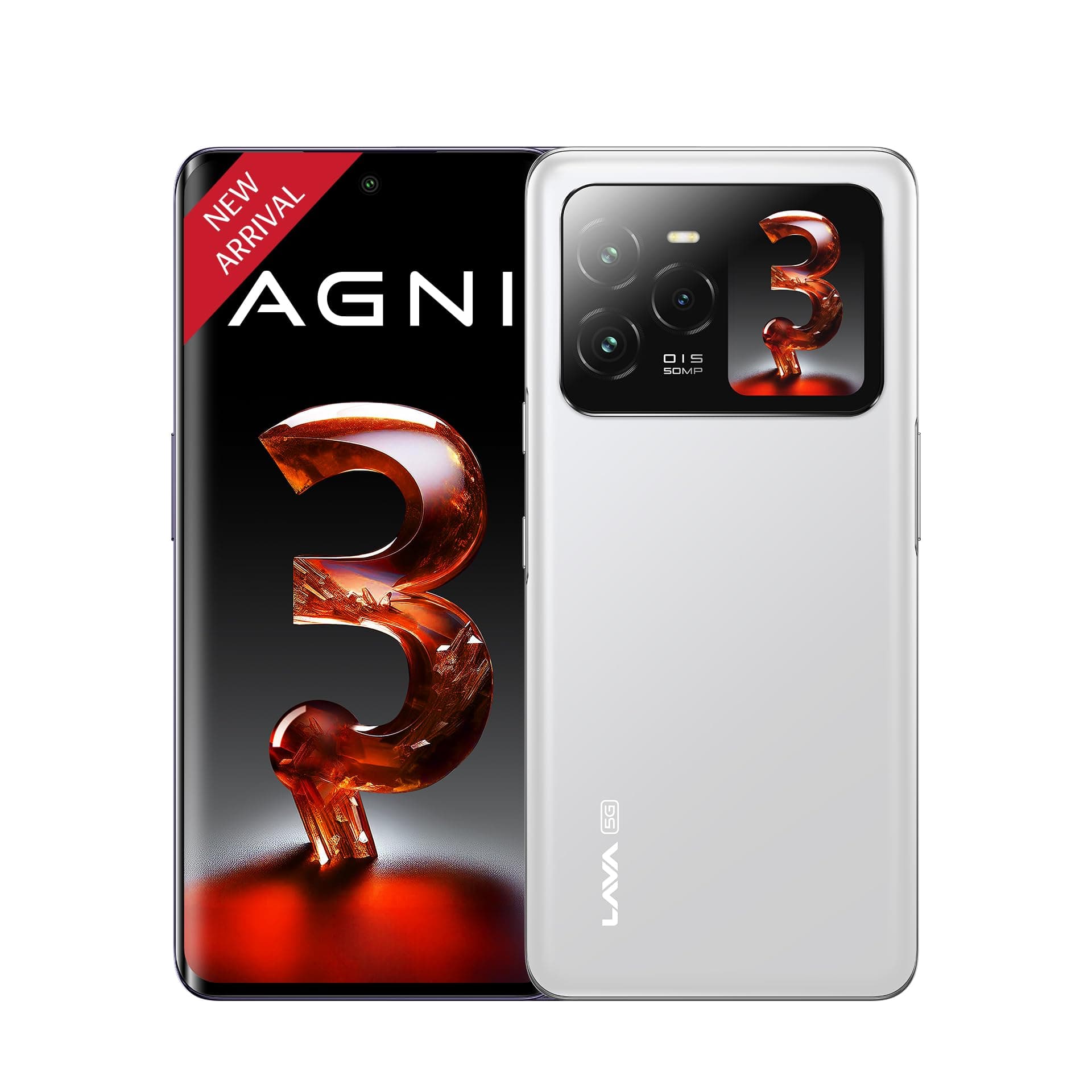 Lava Agni 3 5G (Pristine Glass, 8GB+128GB) | India's 1st Dual AMOLED | Dimensity 7300X | 50MP Triple AI Camera | 66W Fast Charge,5000 mAh Battery | Cl...