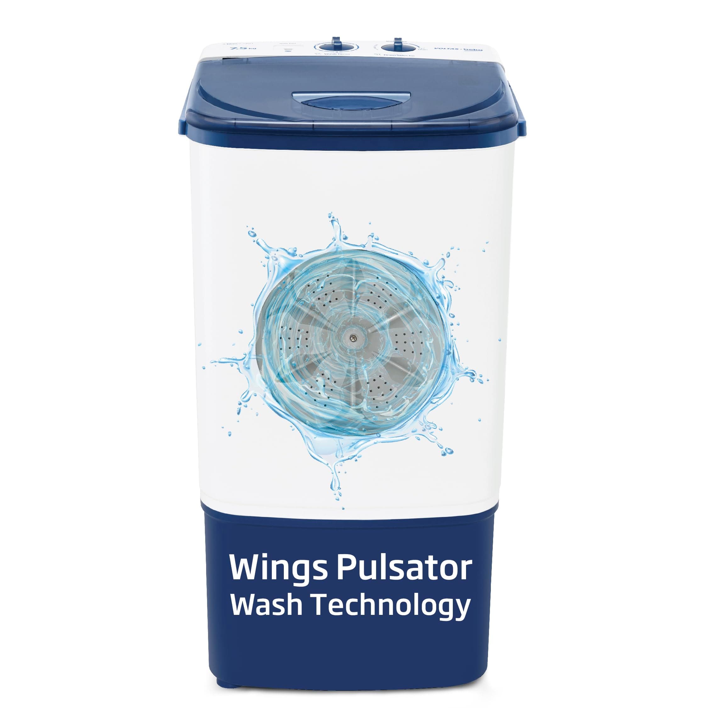 Voltas beko, A Tata Product 7.5 kg Semi-Automatic Top Load Single Tub Washing Machine (WST75UC/BLSSWH2PTD, Blue, Washer only)